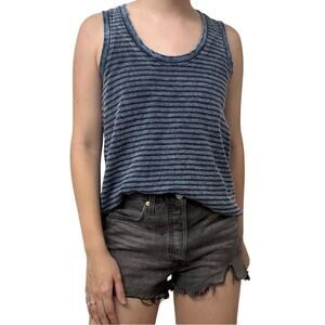 Anthropologie Tank Top Striped Blue Casual Cotton Summer Boho Size Small